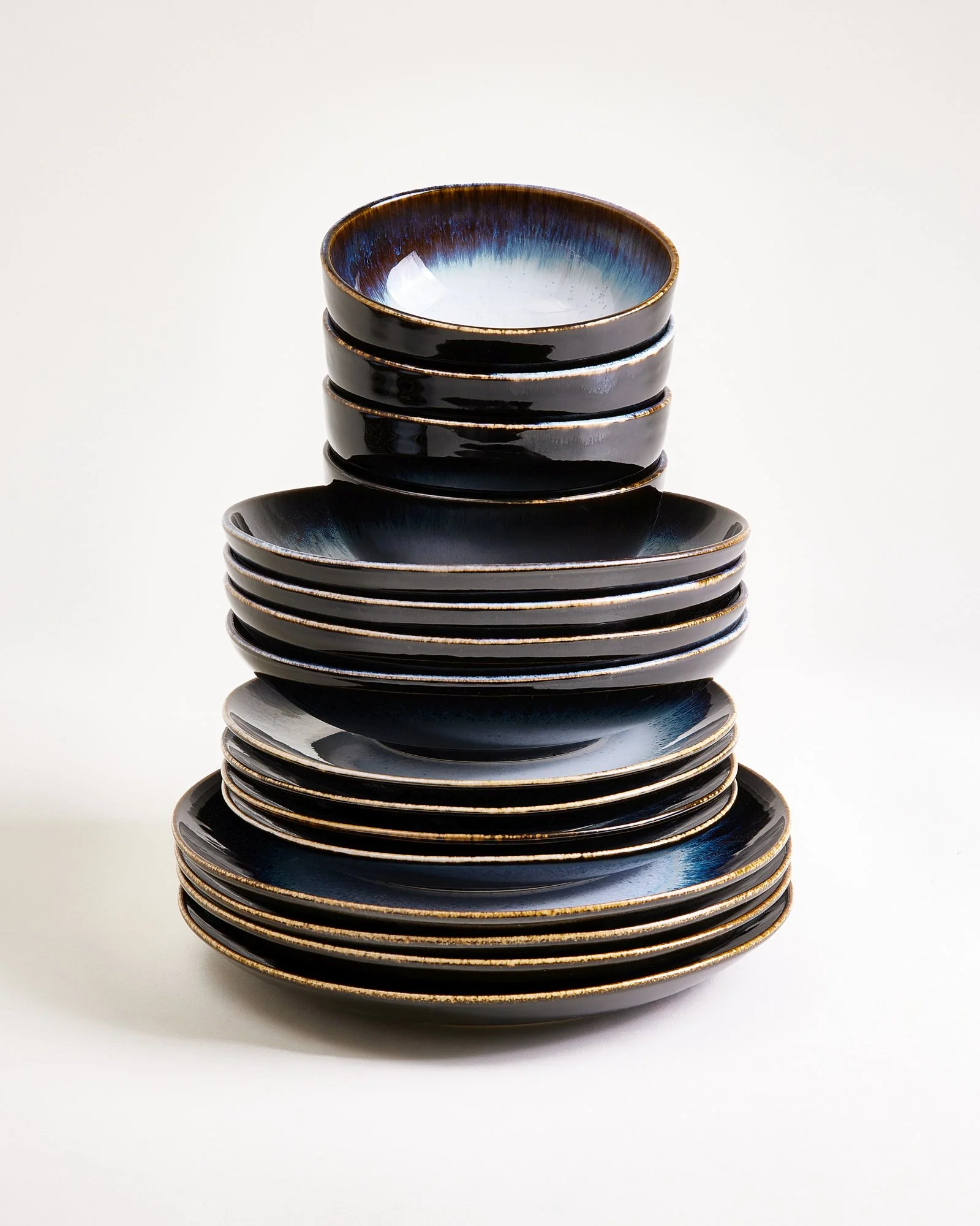 Alcachofra Geschirr-Set schwarzblau 16-teilig