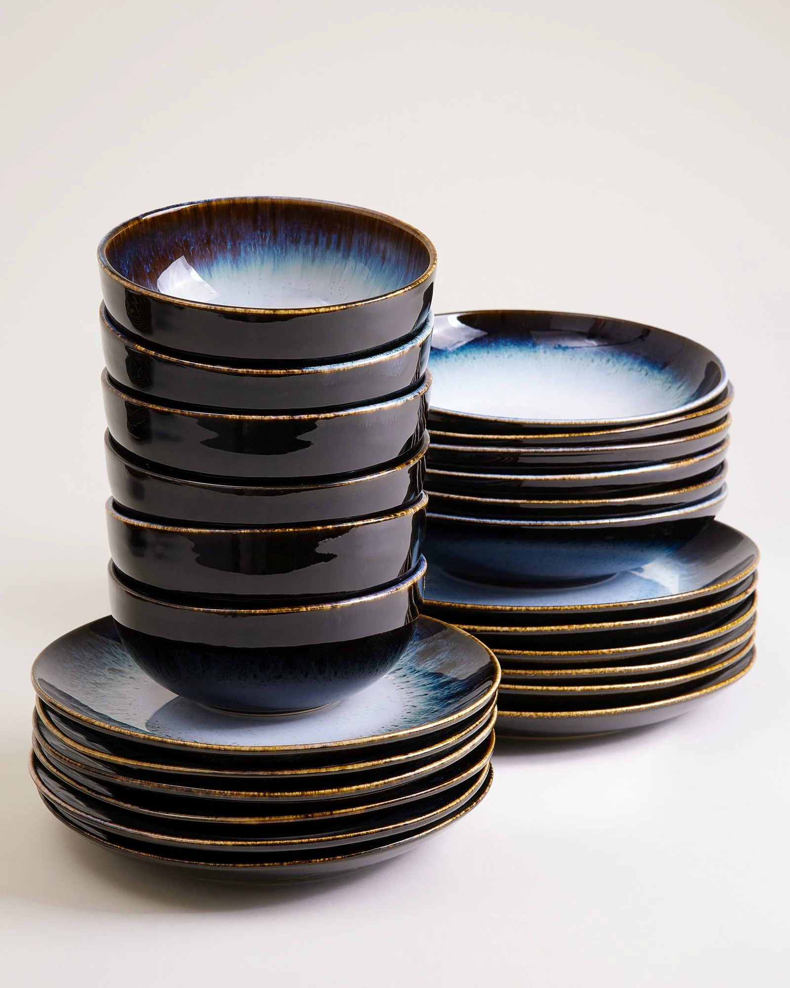 Alcachofra Geschirr-Set schwarzblau 24-teilig