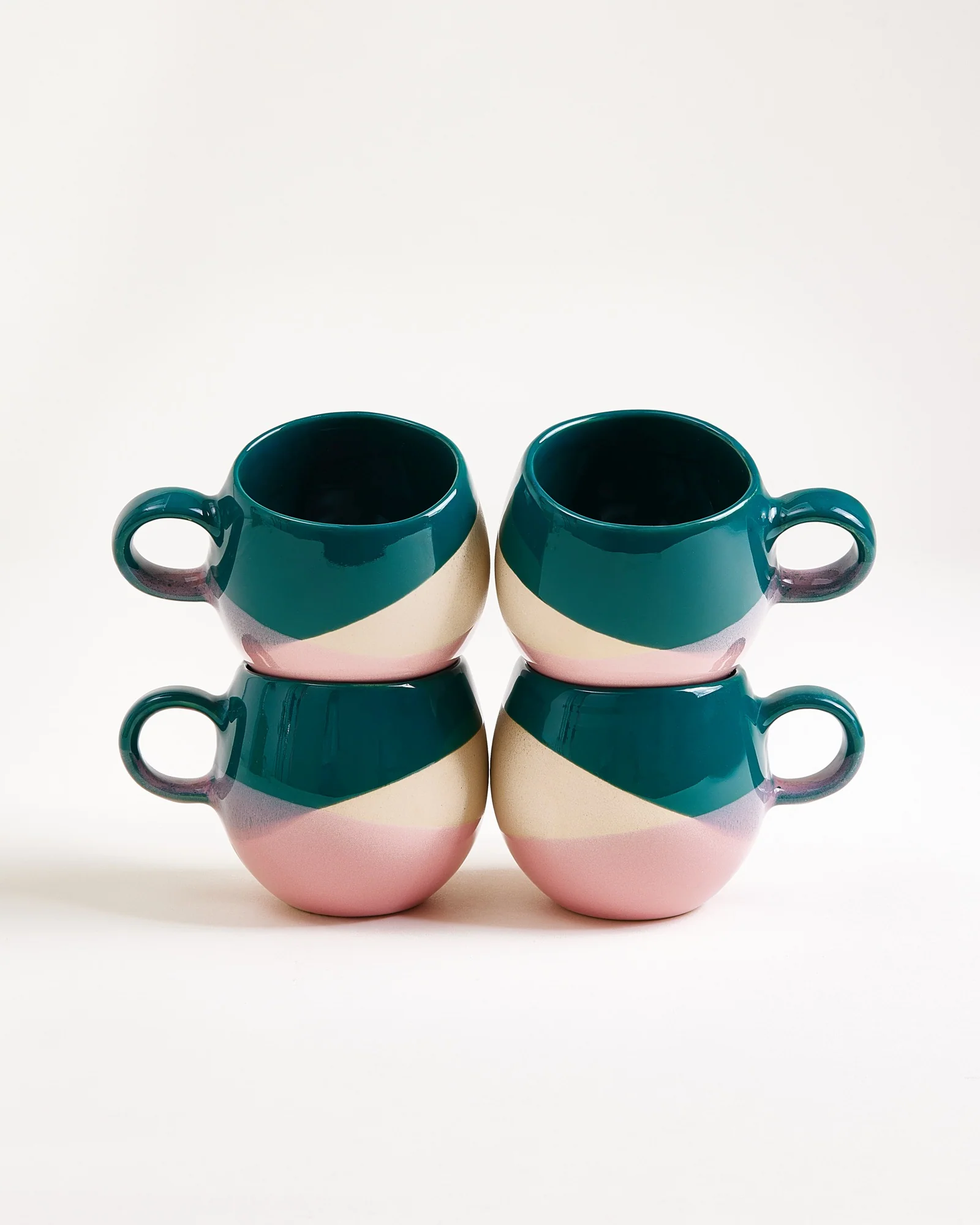 Bica Tasse klein dunkelgrün sand rosa 4er-Set