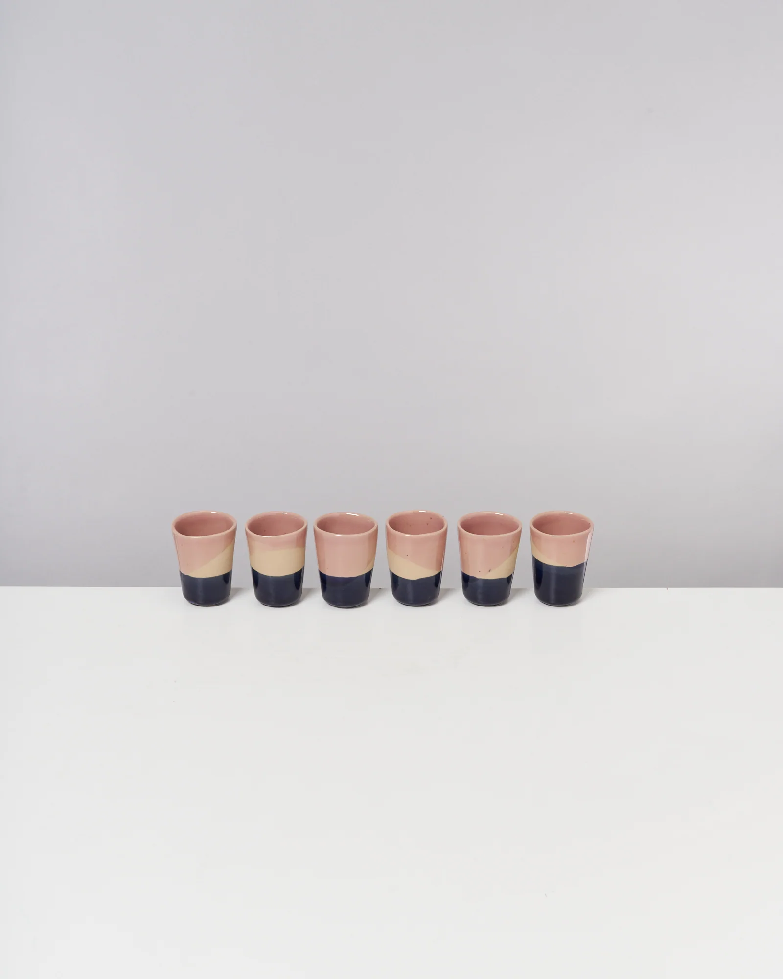Bica Espressobecher rosa sand dunkelblau 6er-Set