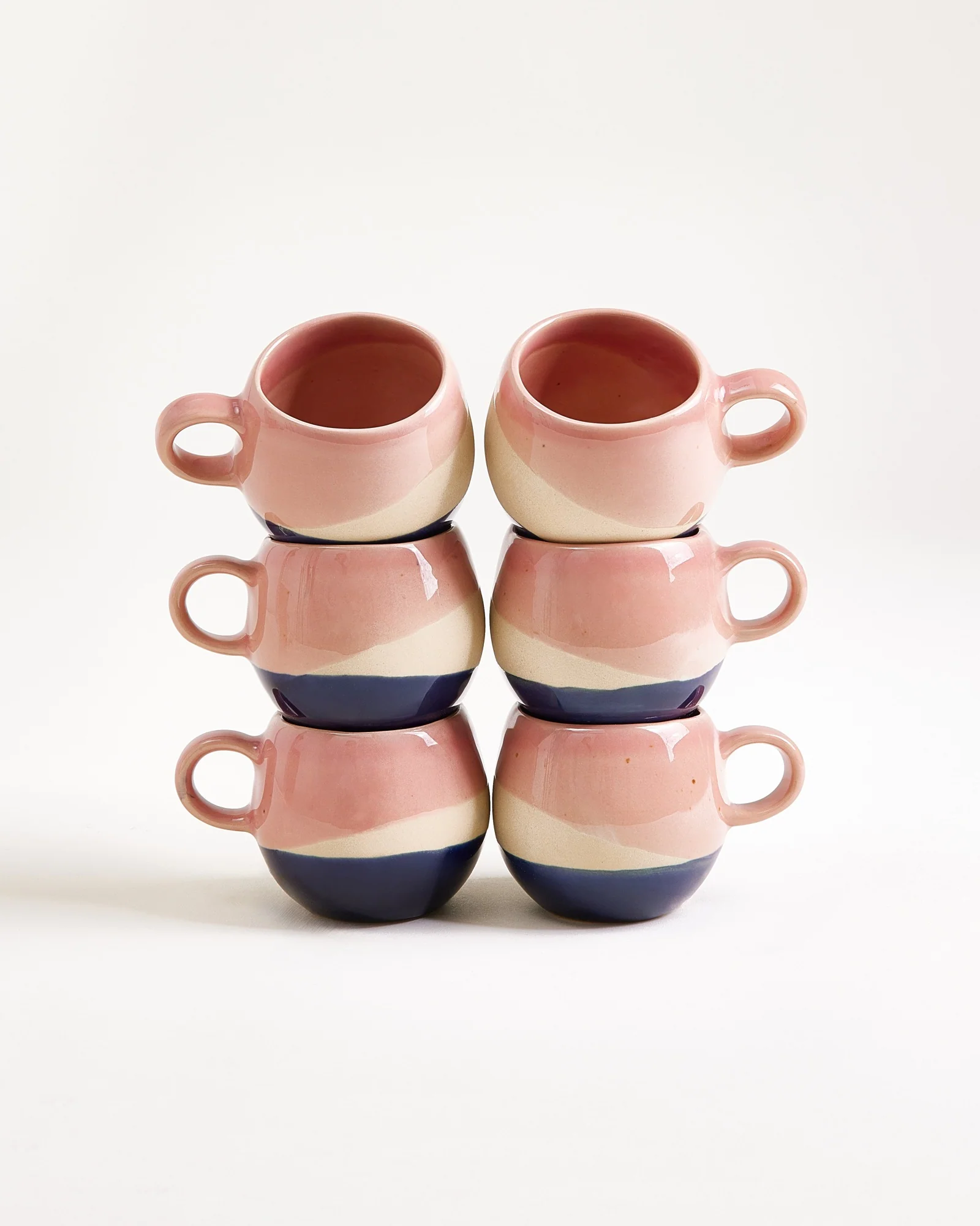 Bica Espressotasse rosa sand dunkelblau 6er-Set