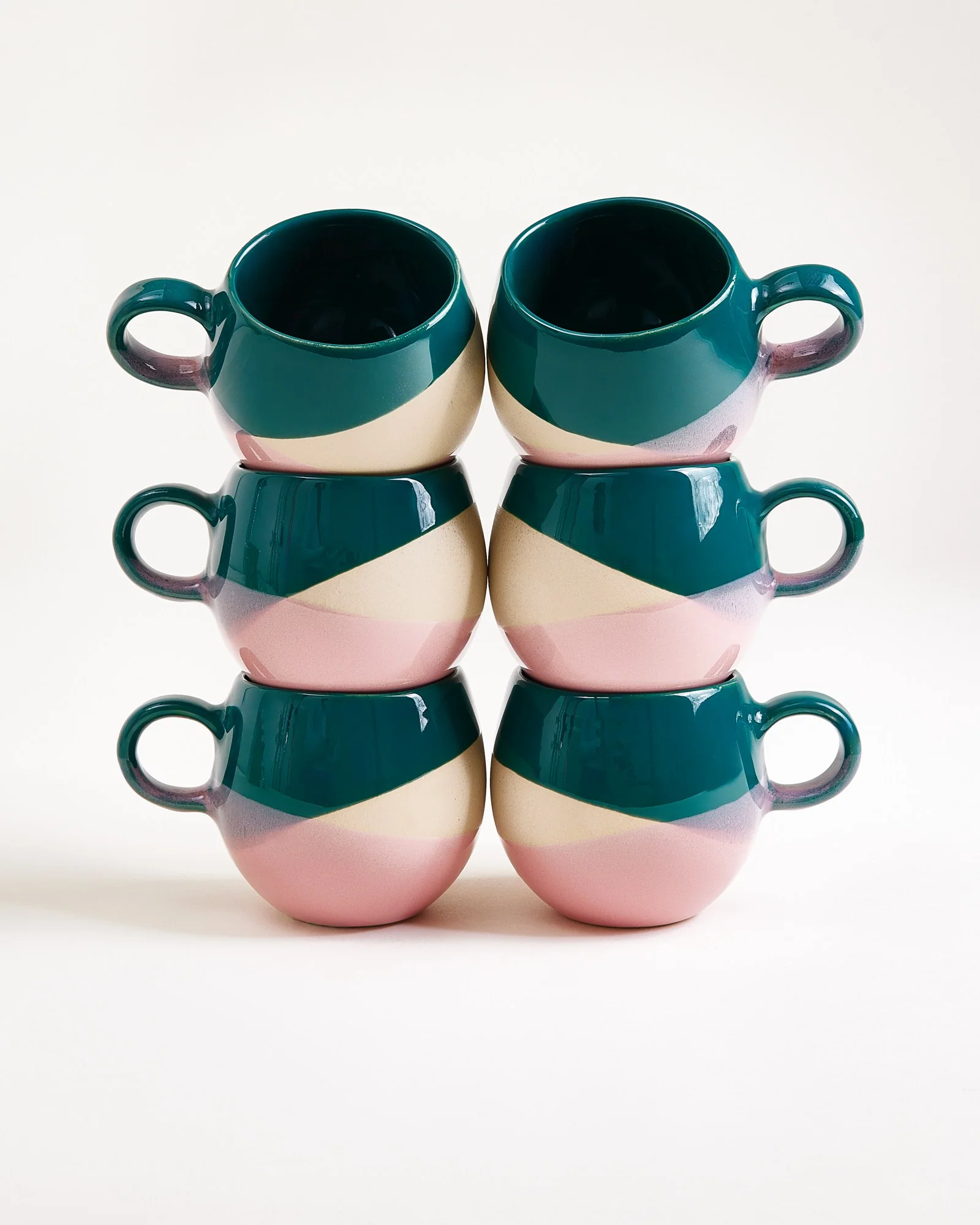Bica Tasse klein dunkelgrün sand rosa 6er-Set