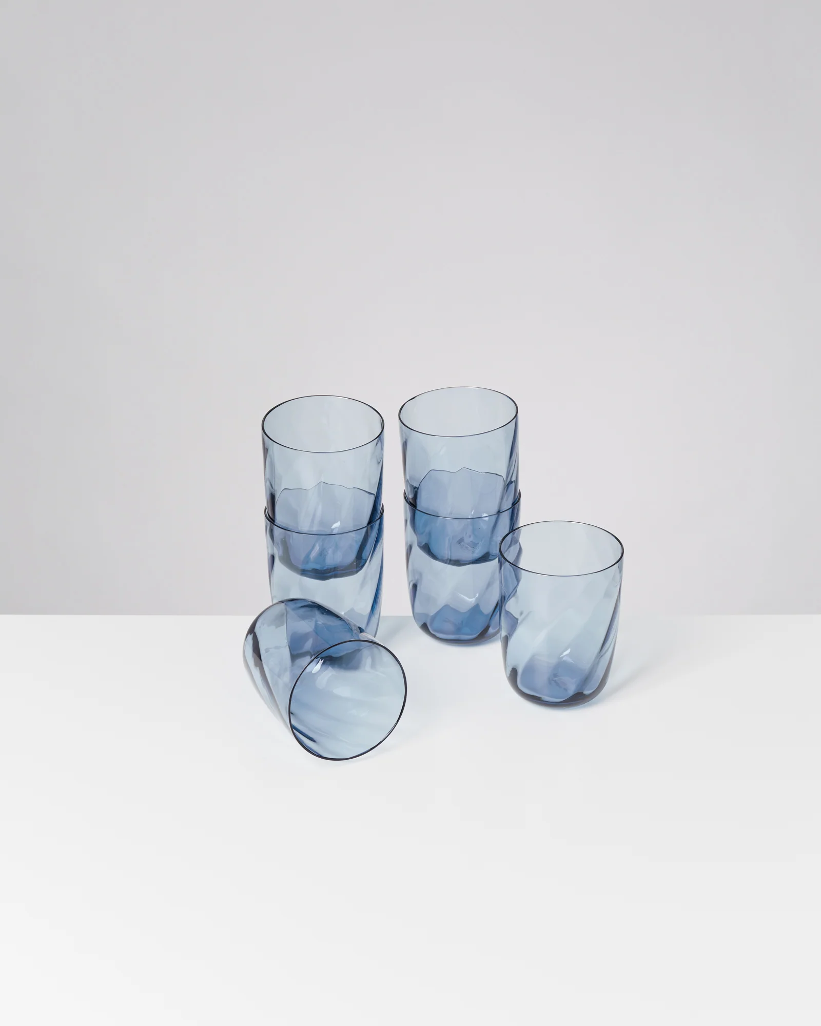 Calma Glas groß swirl blau 6er-Set