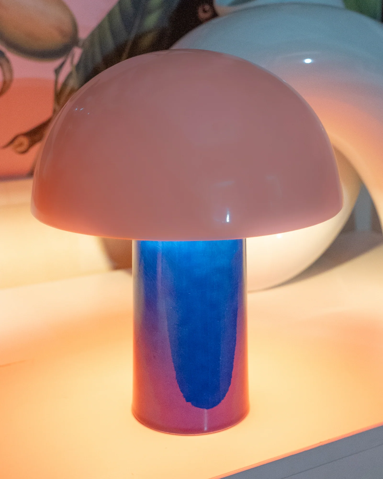 Cogumelo Keramiklampe rosa blau - Image 2