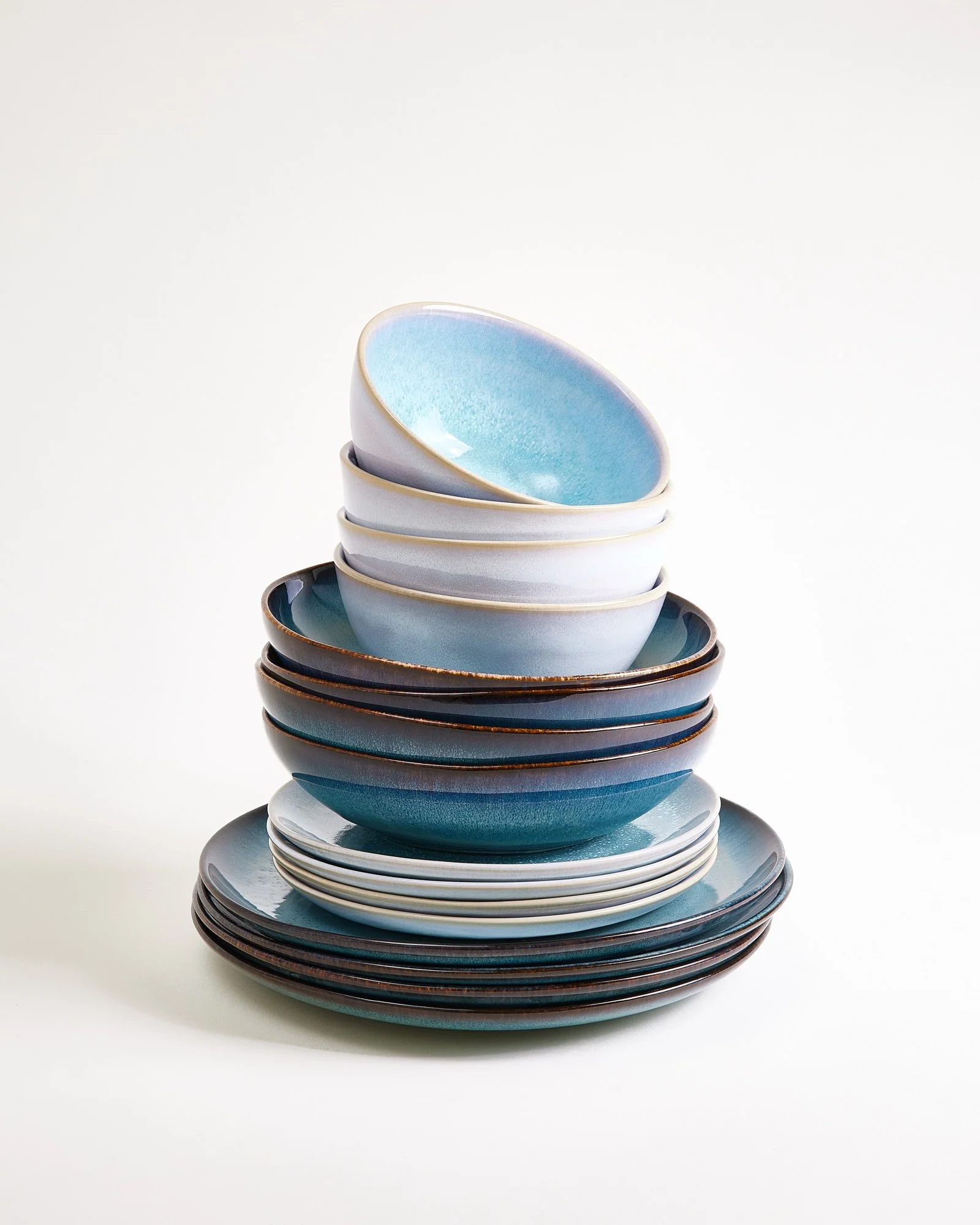 Geschirr-Set Soft Tide aqua grünblau 16-teilig