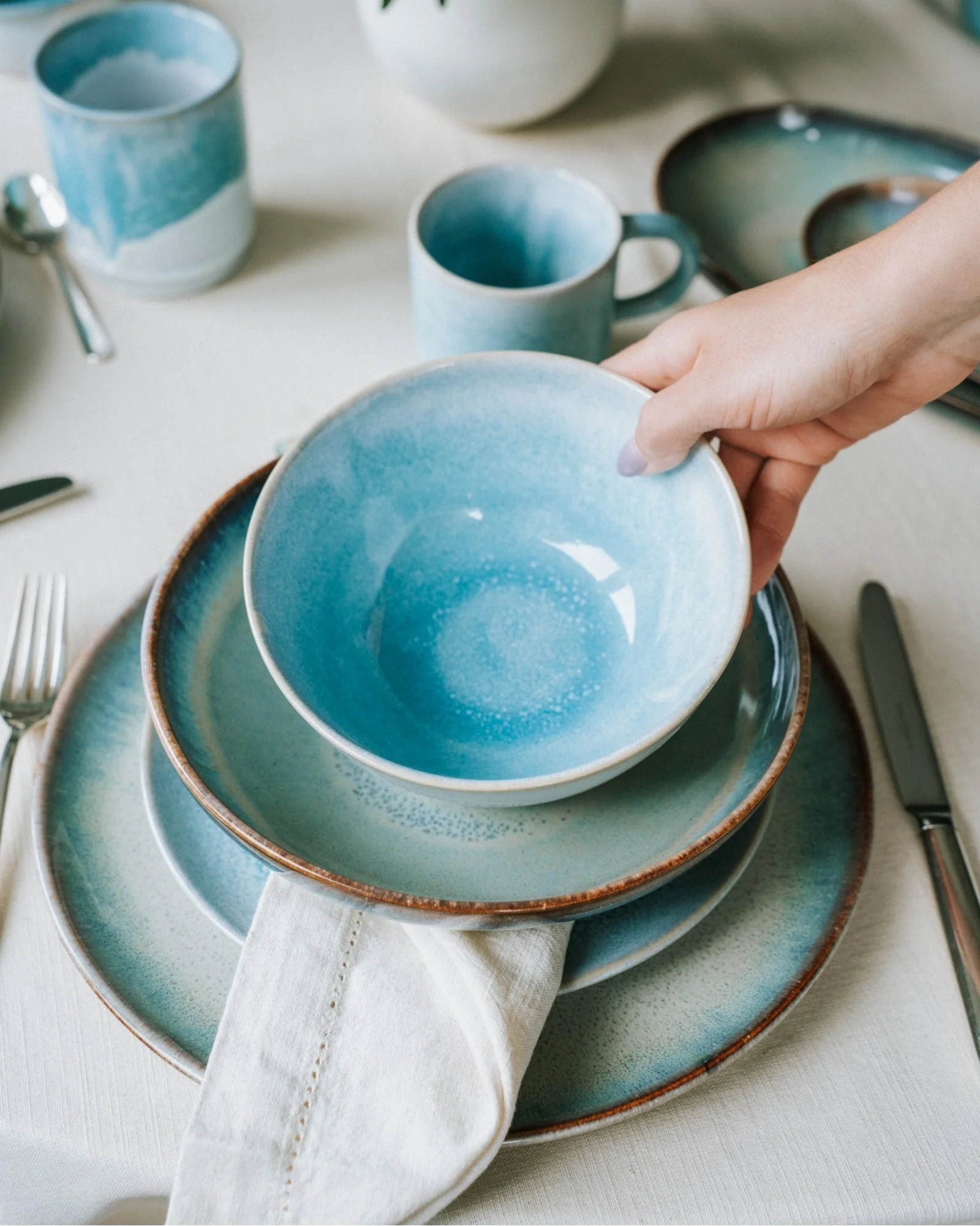 Geschirr-Set Soft Tide aqua grünblau 8-teilig - Image 2