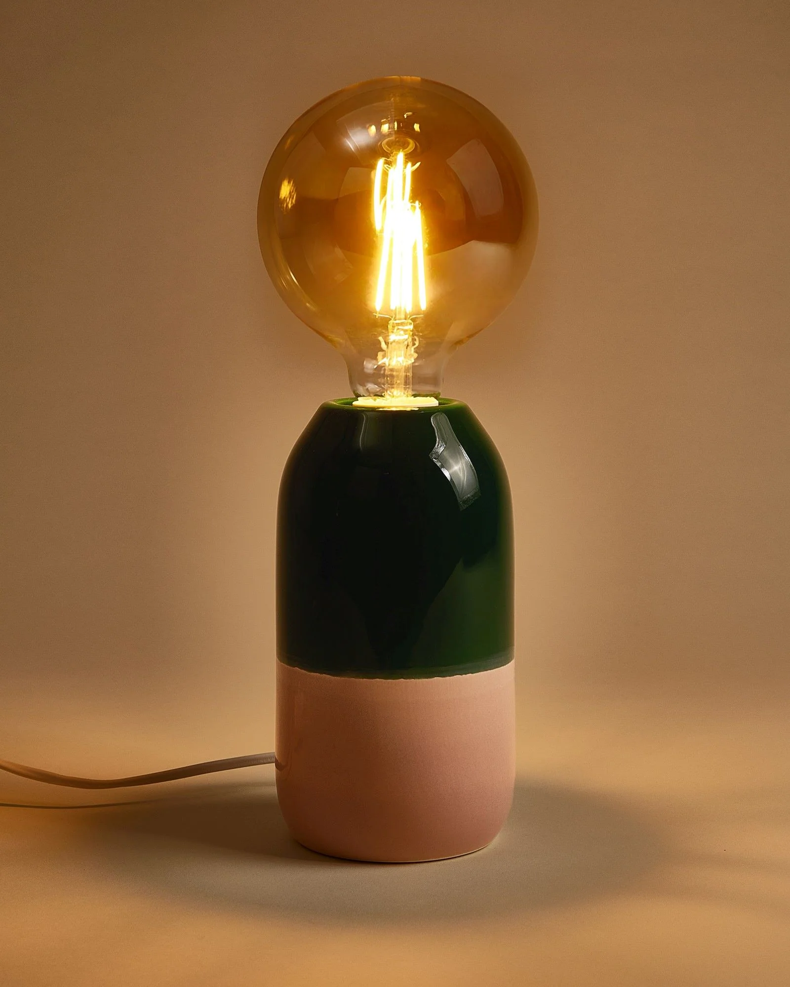 Farol Keramiklampe dunkelgrün rosa - Image 2