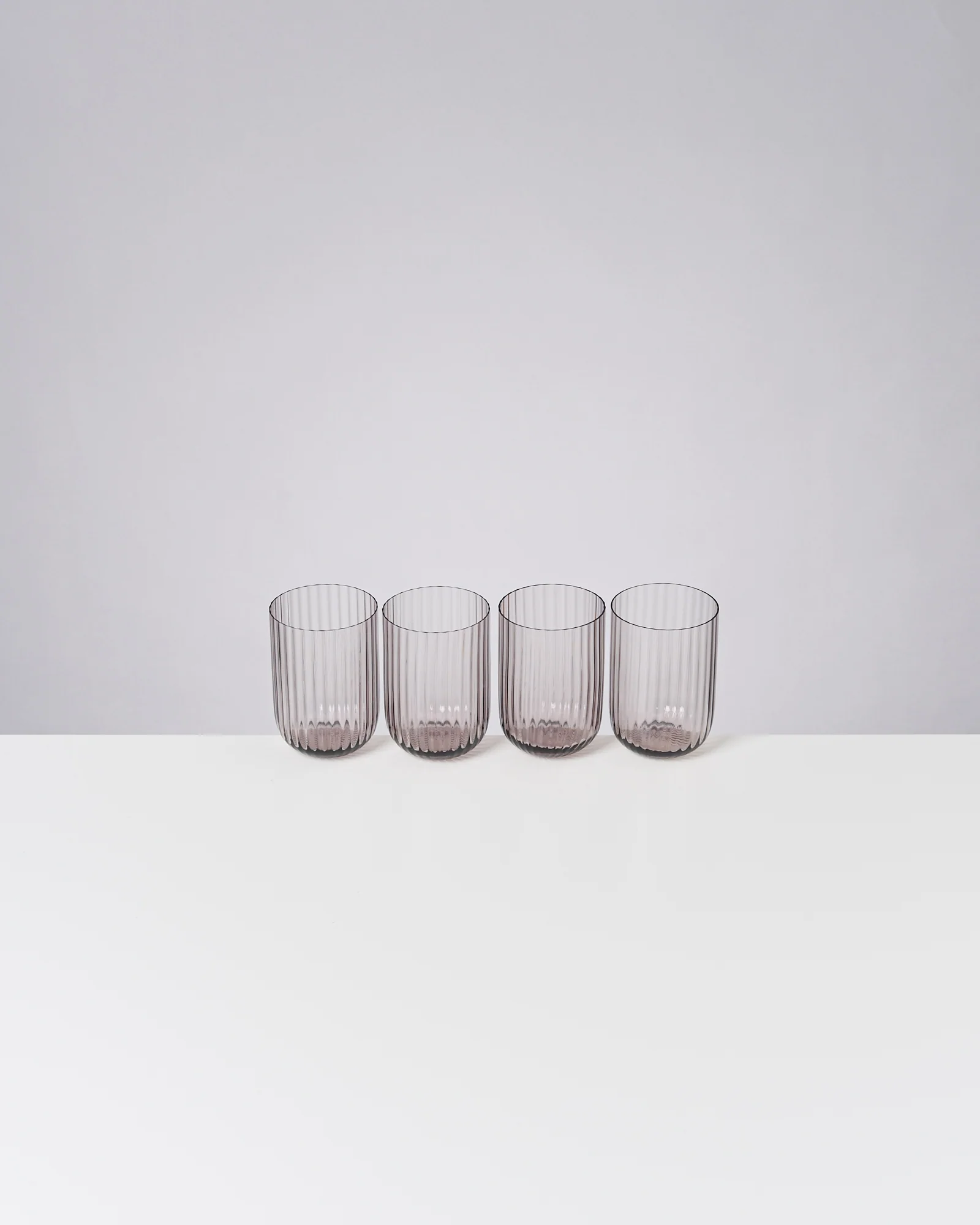 Joia Glas klein riffled grau 4er-Set