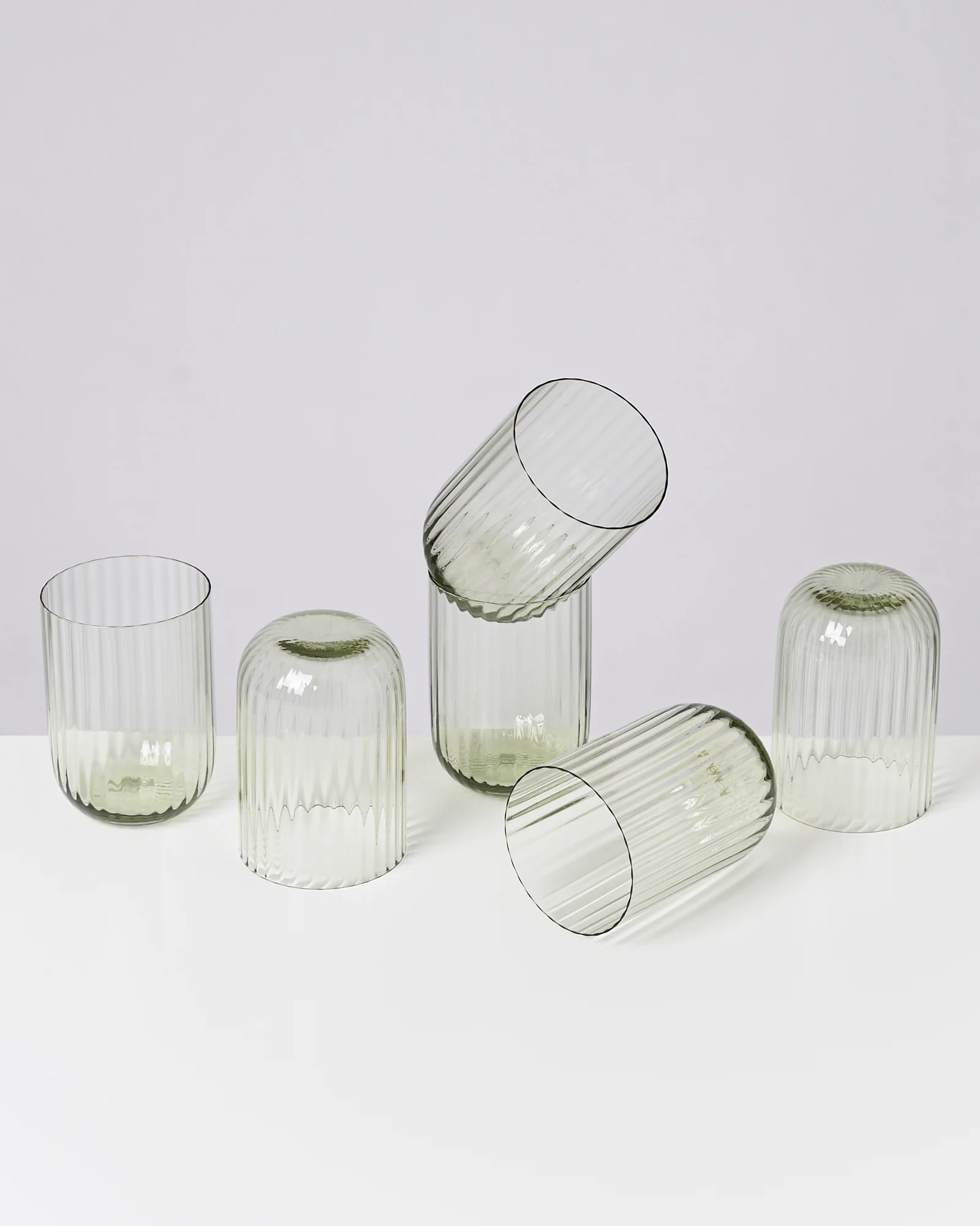 Joia Glas klein riffled smaragd 6er-Set - Image 2