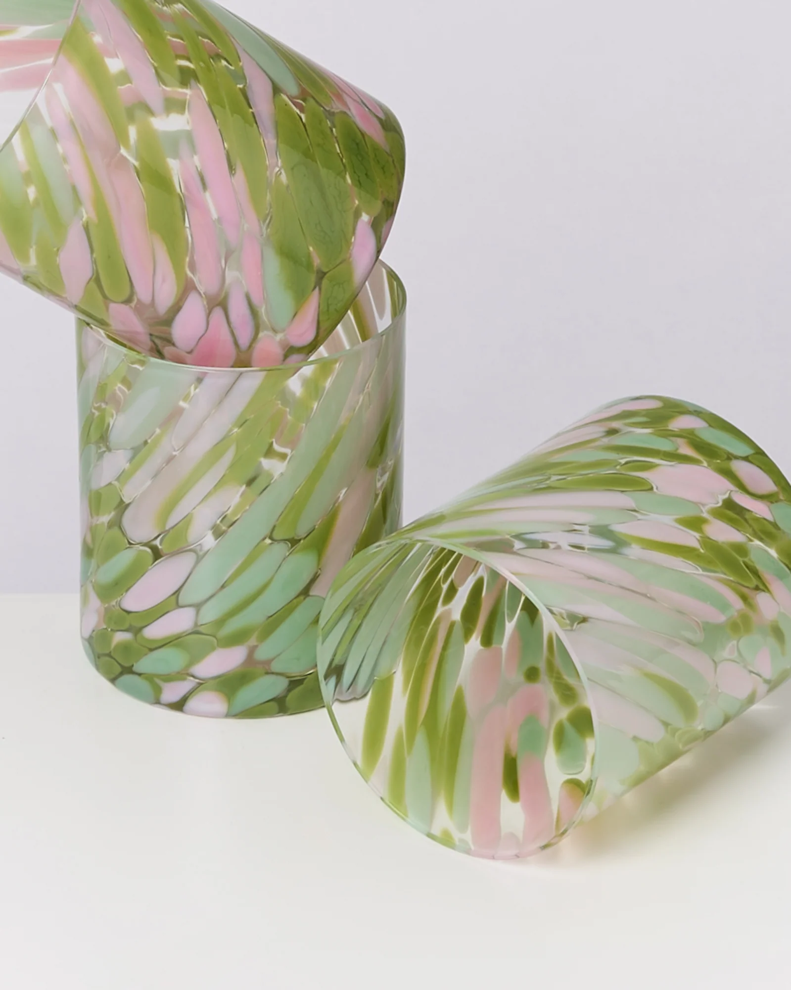Joia Glas groß drops grün rosa - Image 4