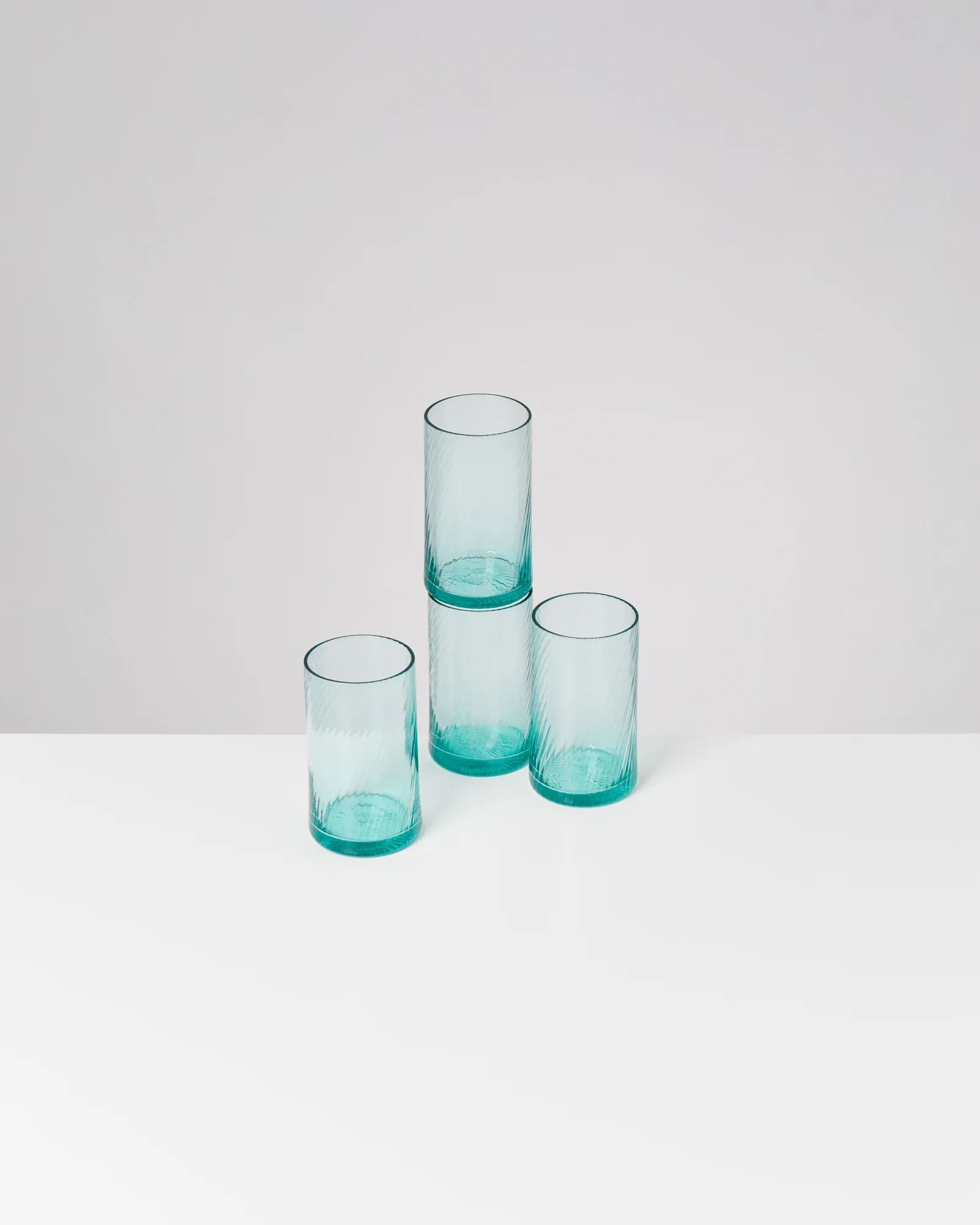 Leiria Glas klein riffled grün 4er-Set