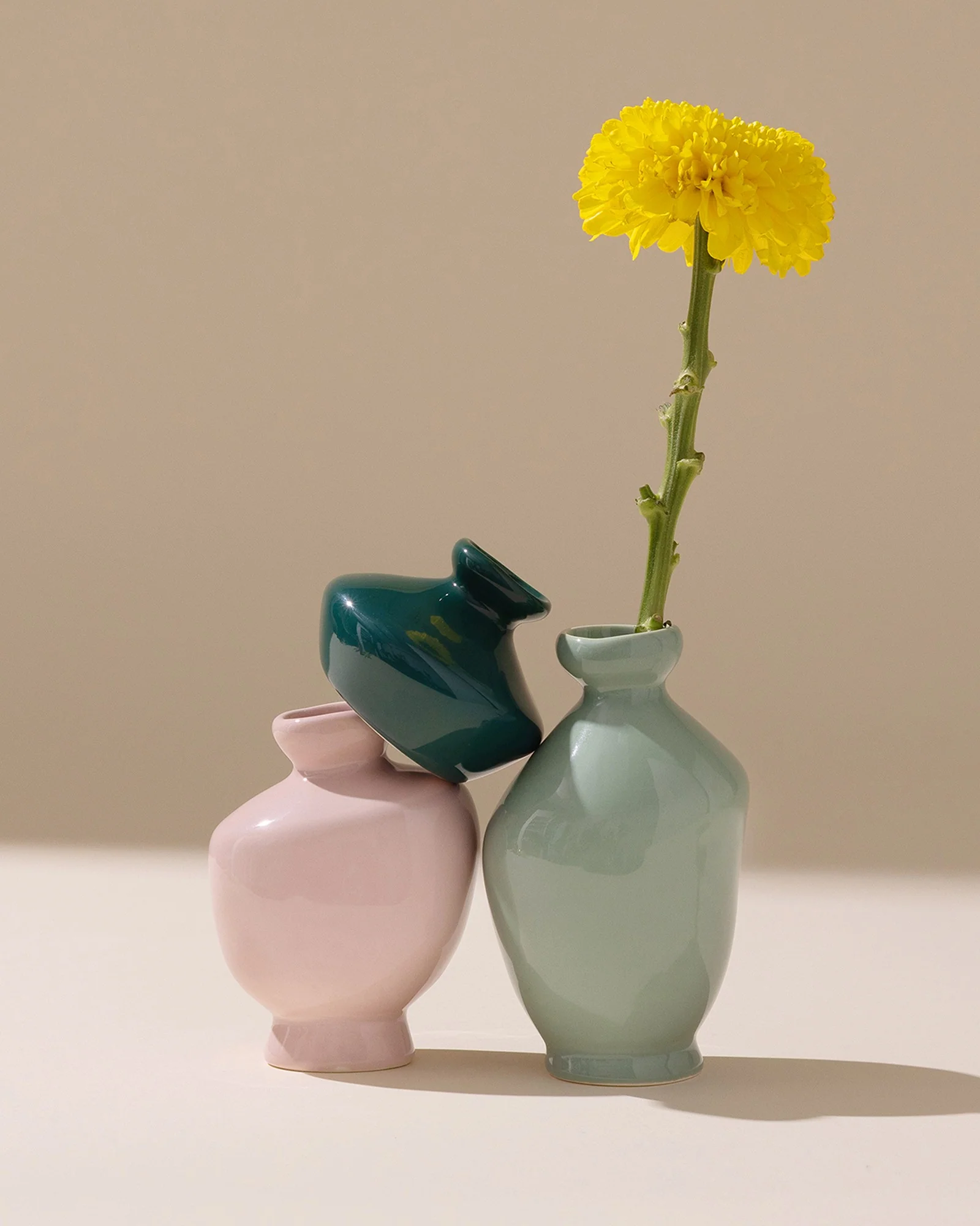 Mino Vase S 3er-Set dunkelgrün lila salbei - Image 2