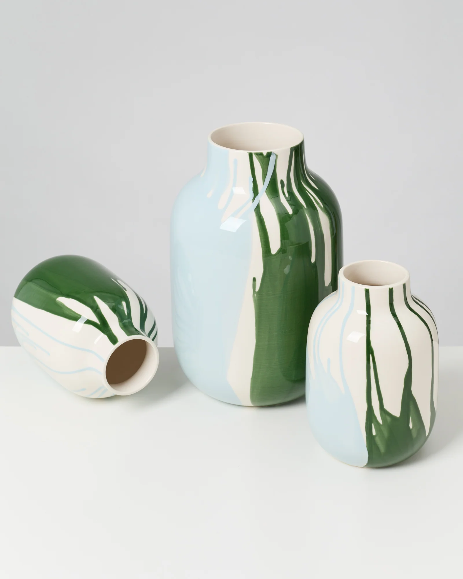 Nuno Vase M drip dunkelgrün hellblau - Image 5