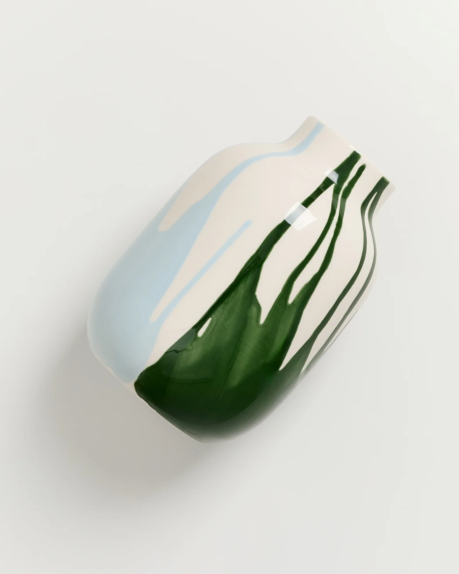Nuno Vase M drip dunkelgrün hellblau - Image 2